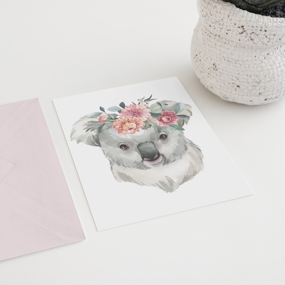 Watercolor Floral Baby Koala Illustration Wall Art Print Poster Unframed - Picture 7 of 10
